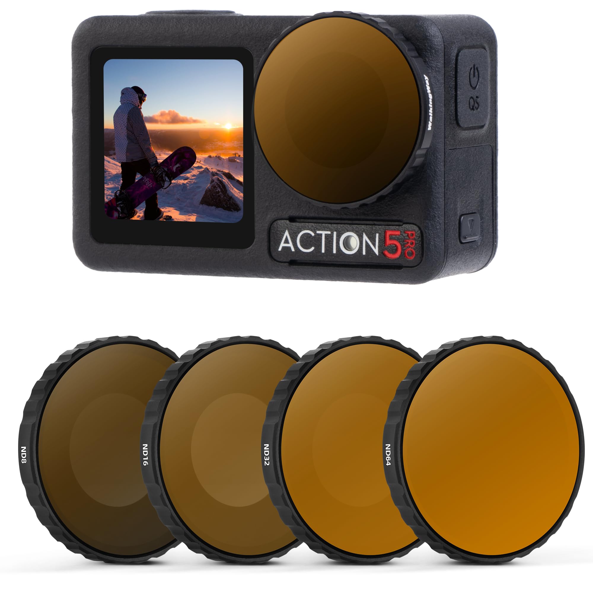K&F Concept Kit Filtri ND Per DJI Osmo Action 5 Pro E Action 4 – ND8, ND16, ND32, ND64 Con 28 Strati Nano-Rivestimento