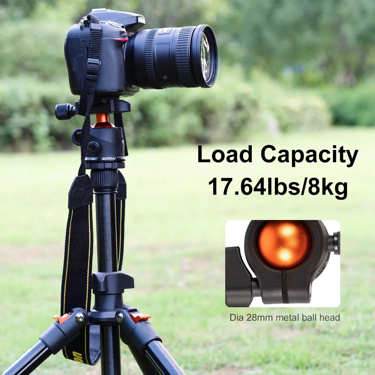 62.99inch Camera Tripod with Ball Head Aluminum Portable Travel Lightweight Compact Tripod