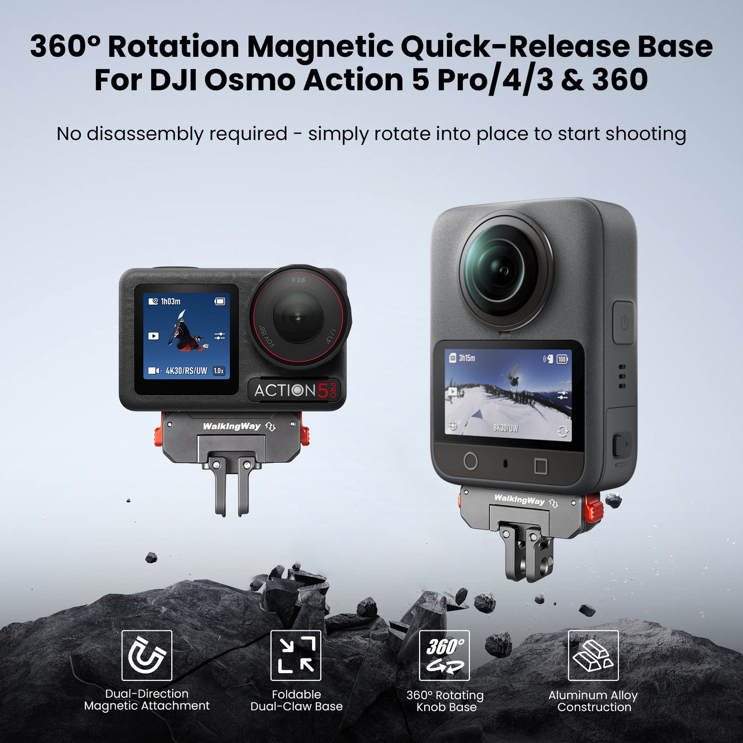 Quick Release Mount for DJI Osmo Action 5 Pro/4/3 & 360