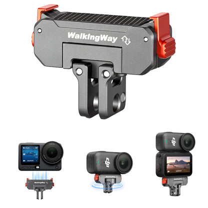 WalkingWay Quick Release mount with DJI Action 6 and osmo Nano on a white background