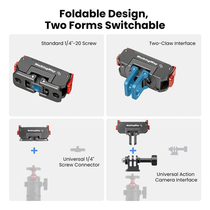 WalkingWay Quick release mount for DJI Osmo Action 6 Foldable design with two forms switchable on a white background
