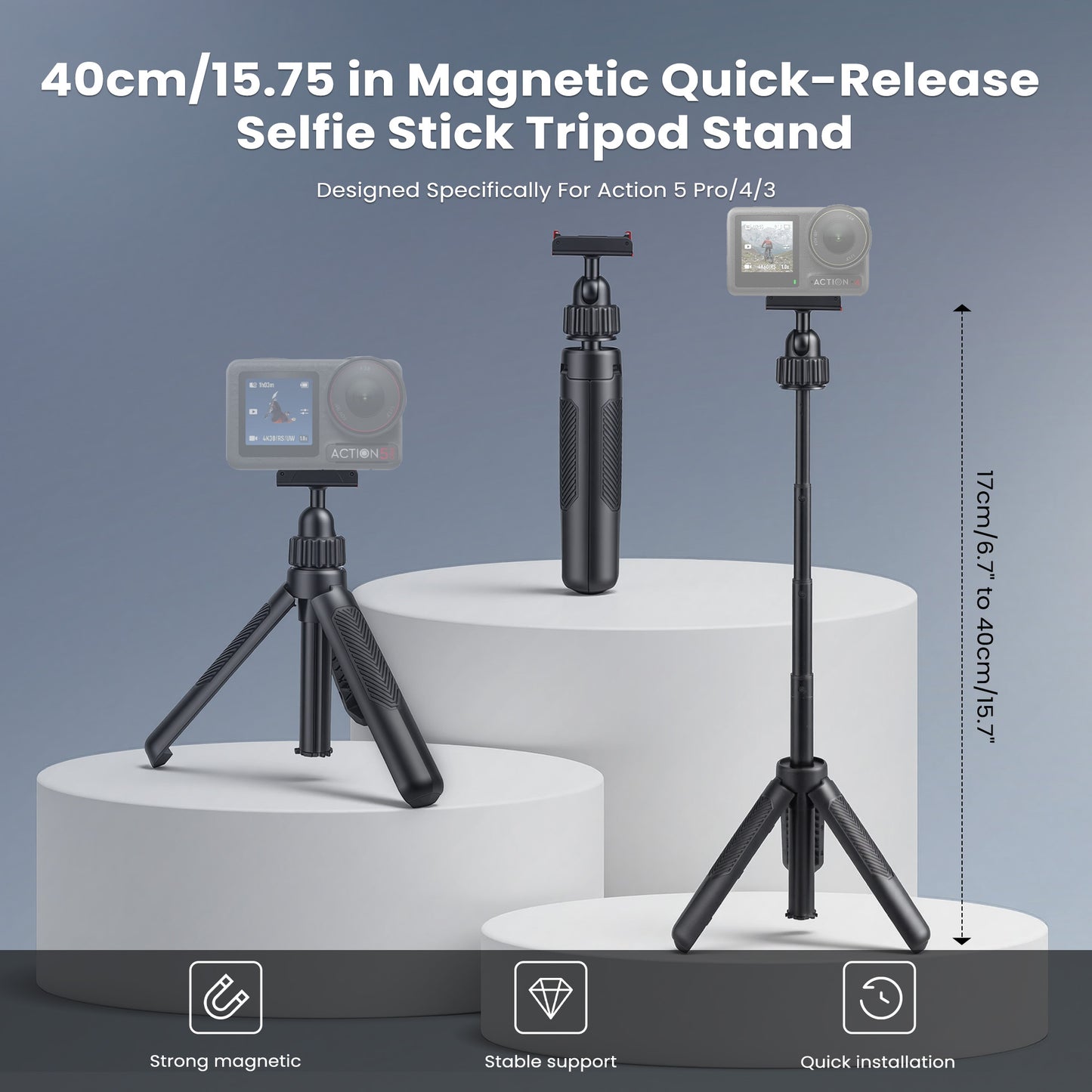 Selfie Stick Tripod for DJI Osmo Action 5 Pro/4/3